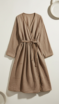 Cotton Wrap Dress in Driftwood