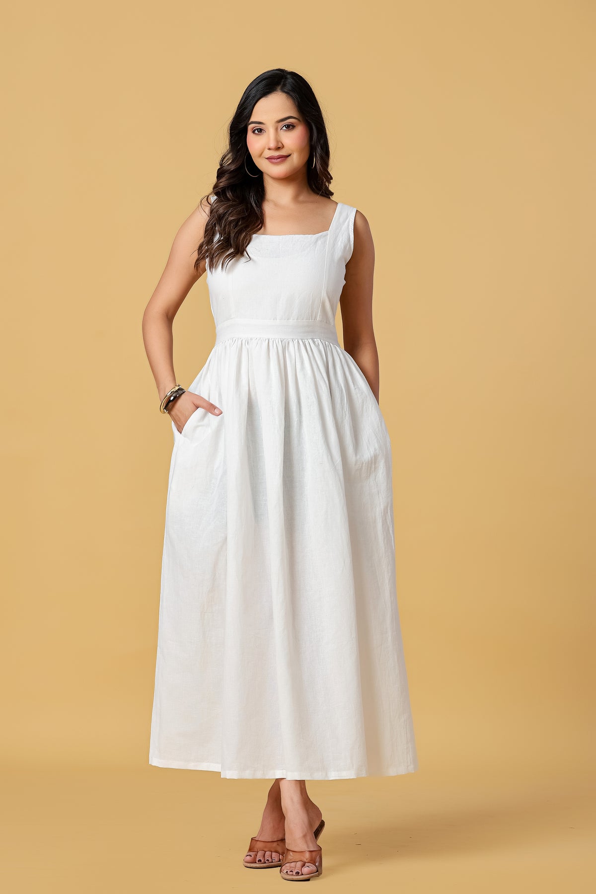 The Elara Square-Neck Maxi Dress