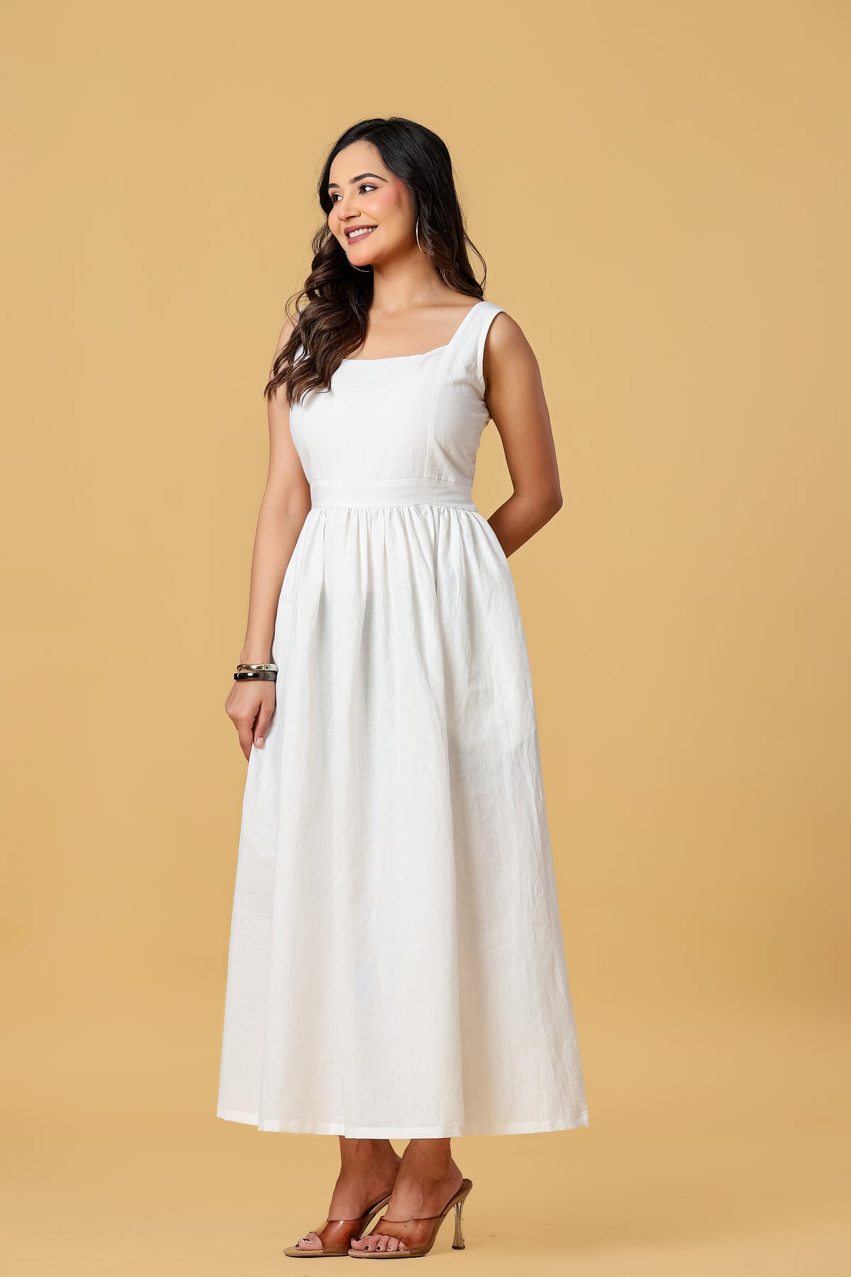The Elara Square-Neck Maxi Dress