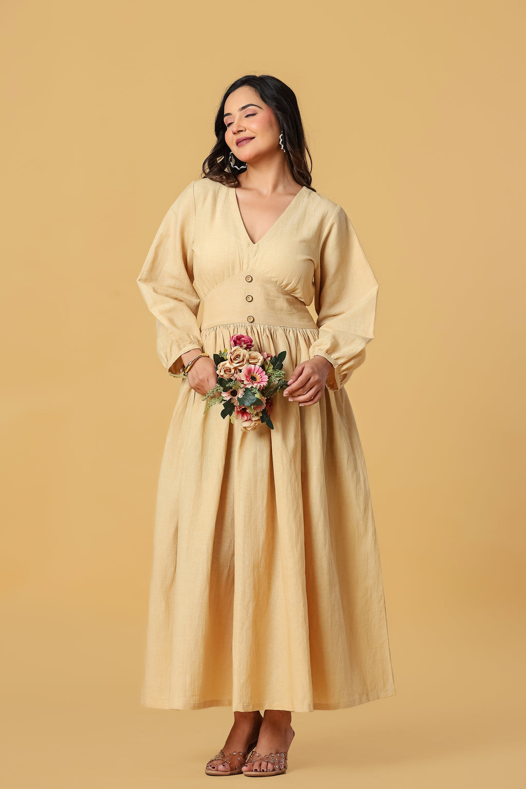 The Anaya Button-Front Maxi Dress