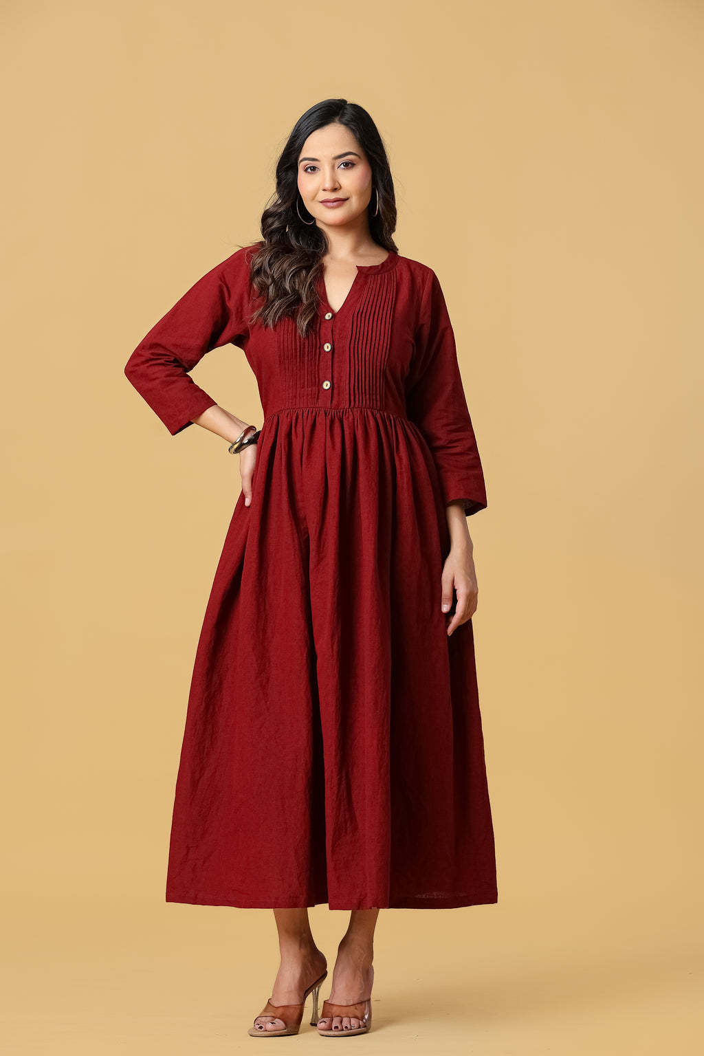 The Aira Pintuck Midi Dress