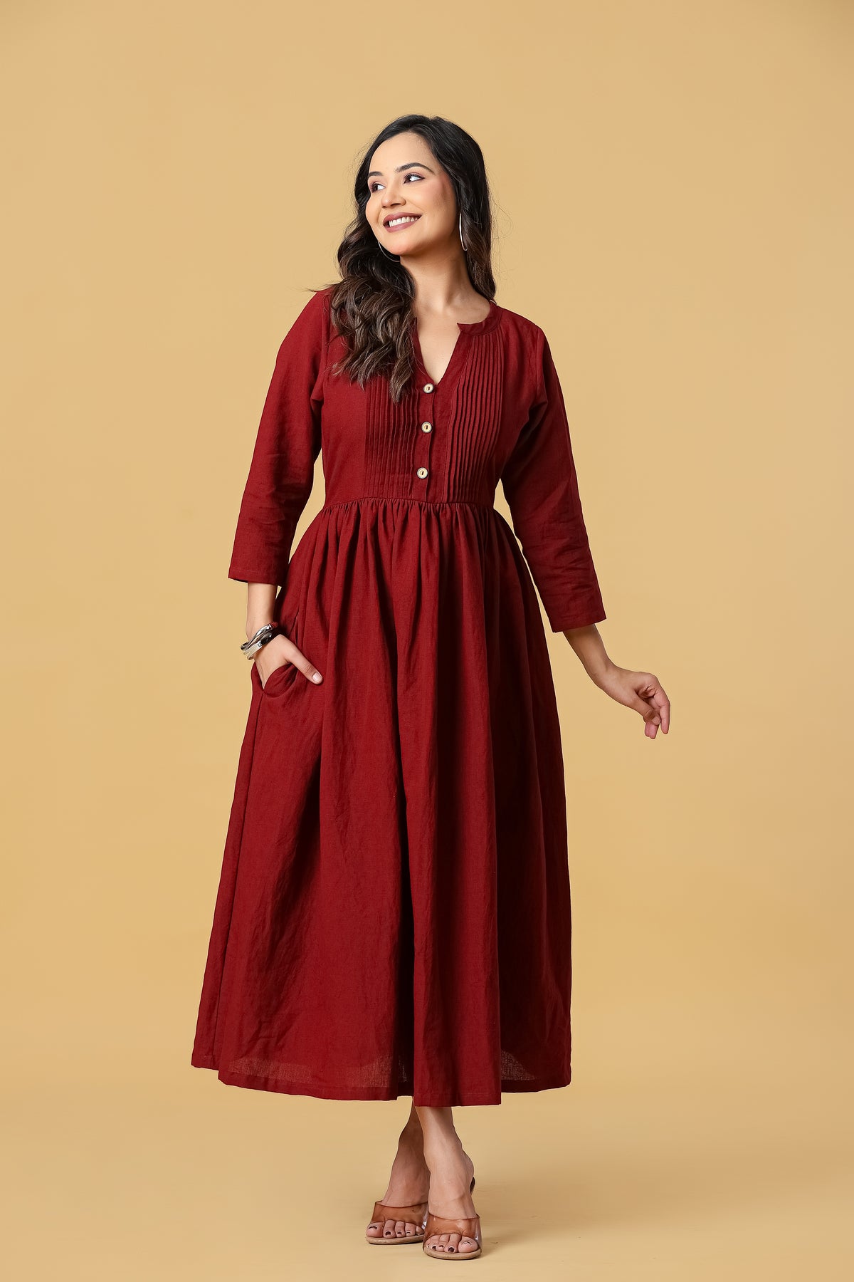 The Aira Pintuck Midi Dress