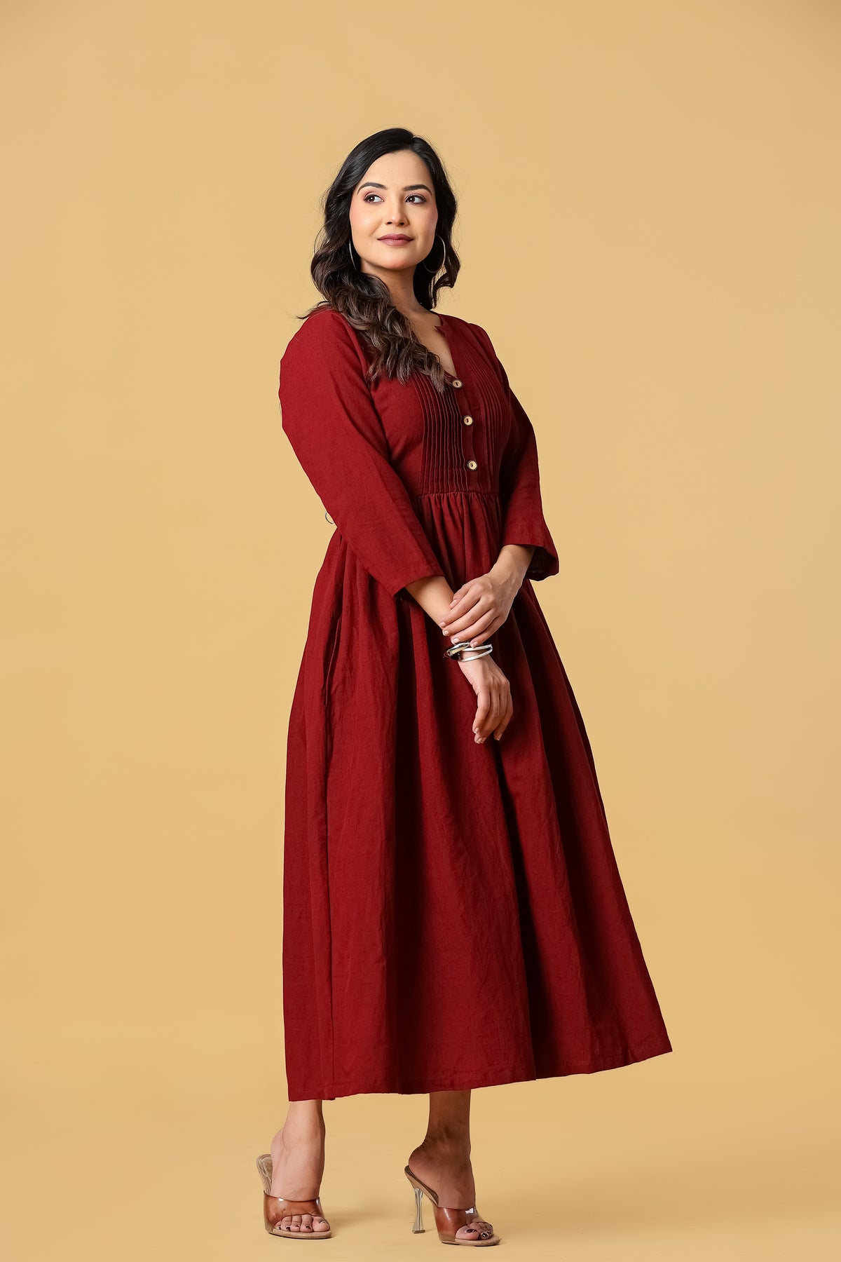 The Aira Pintuck Midi Dress