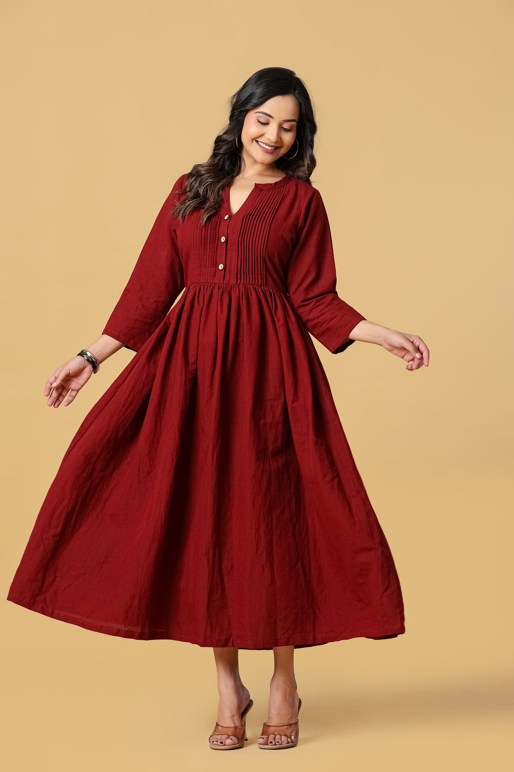 The Aira Pintuck Midi Dress