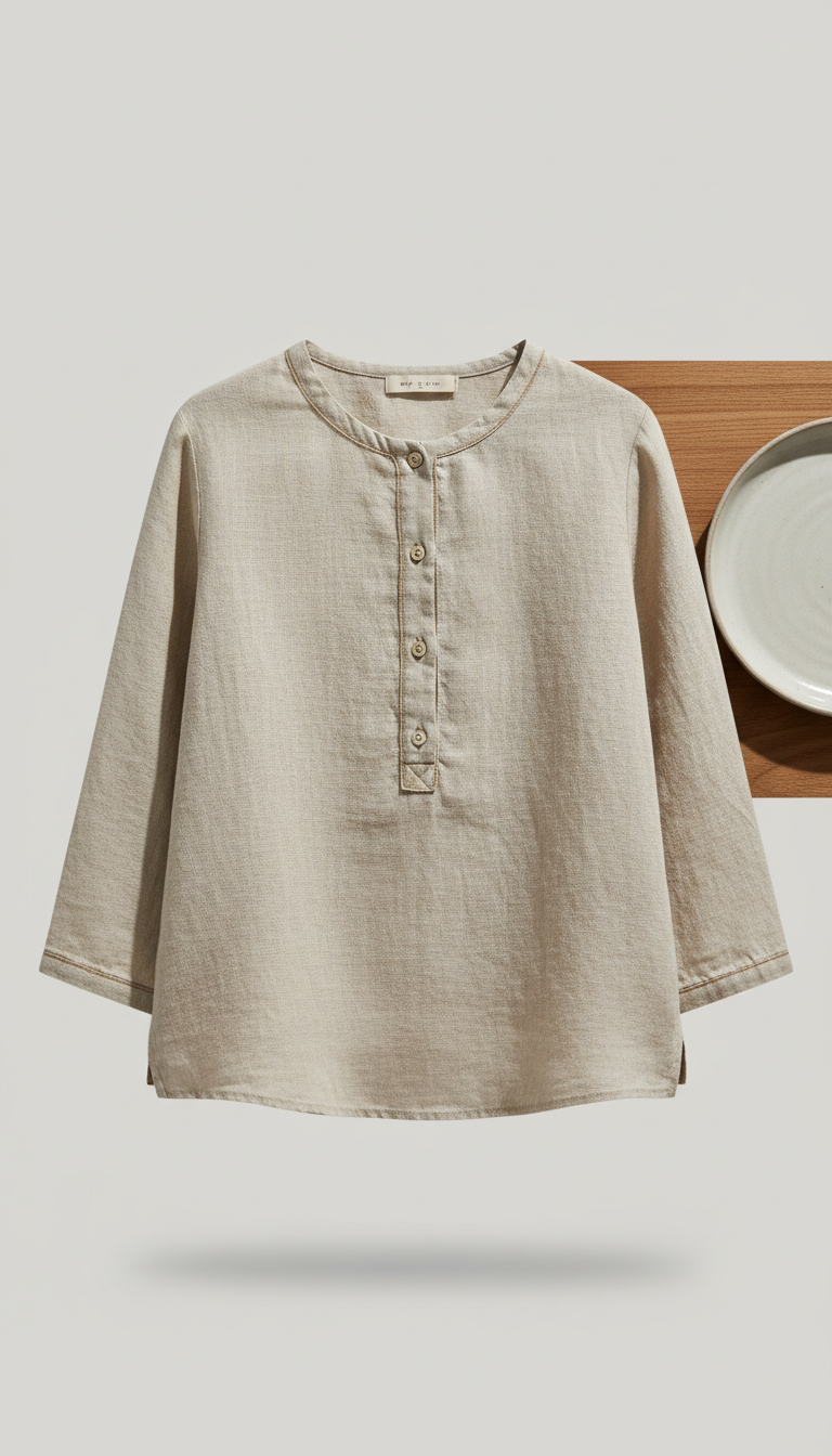 Linen Blouse in Clay Beige