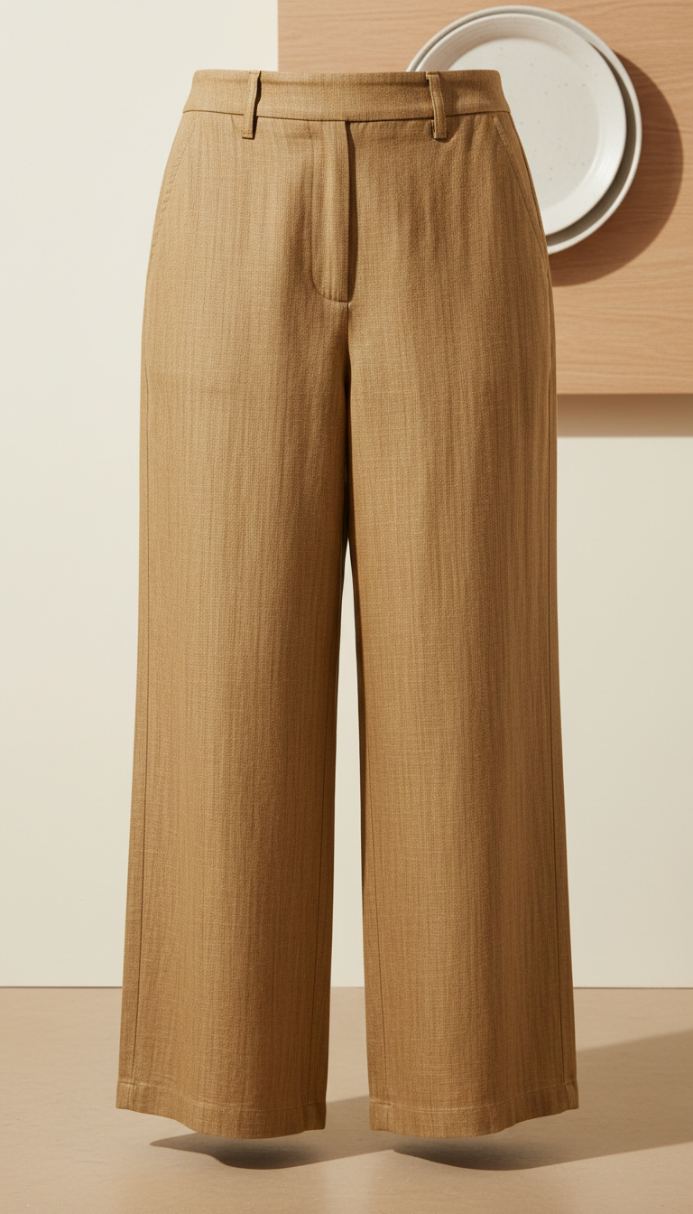 Wide-Leg Trousers in Honey Oak