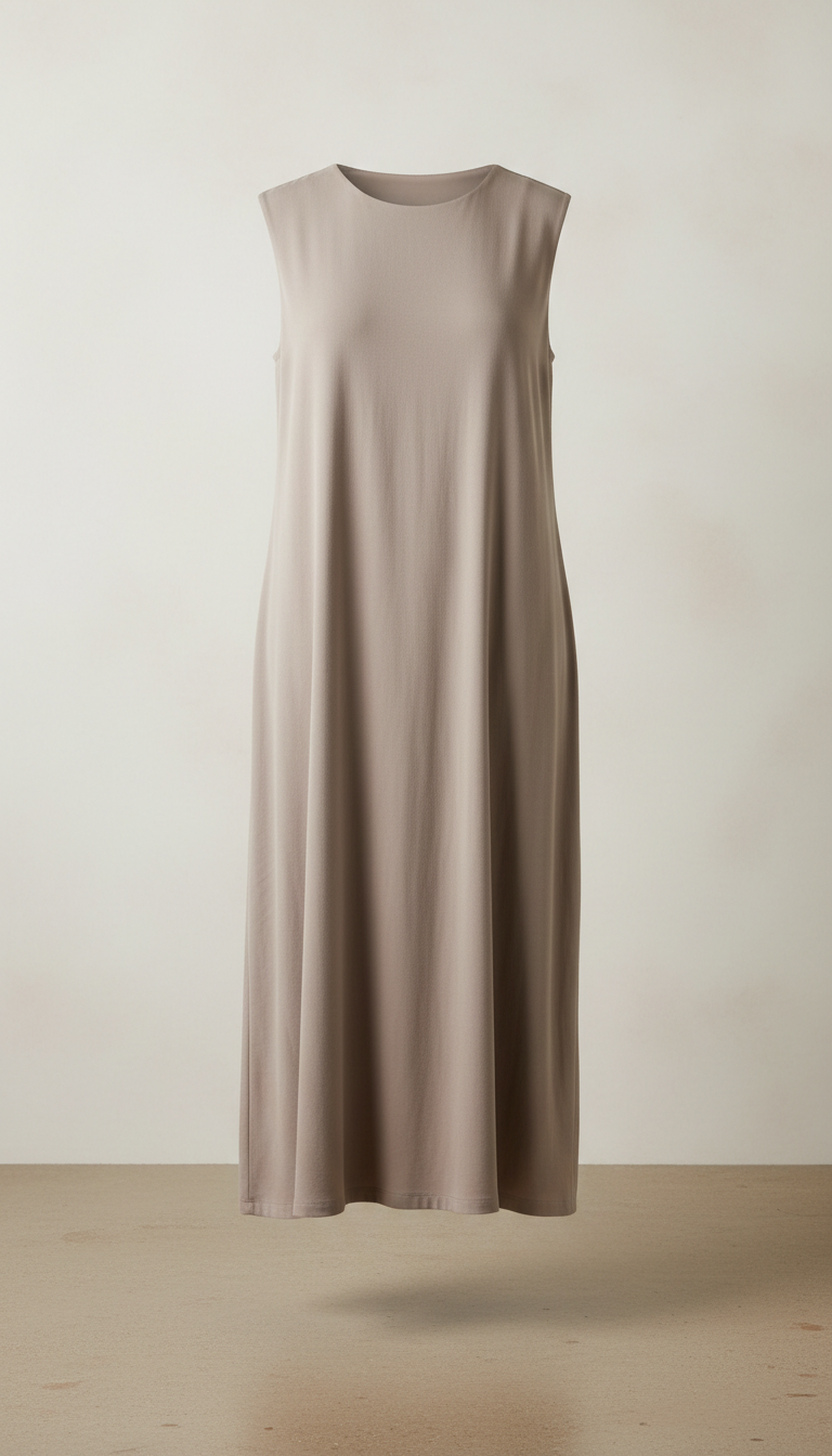 Stone taupe sleeveless midi dress